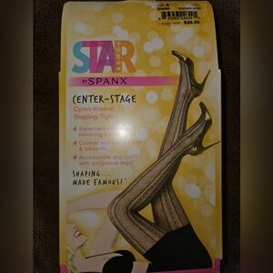 SPANX Center-Stage Black Open-Weave Tights Diamond Tights